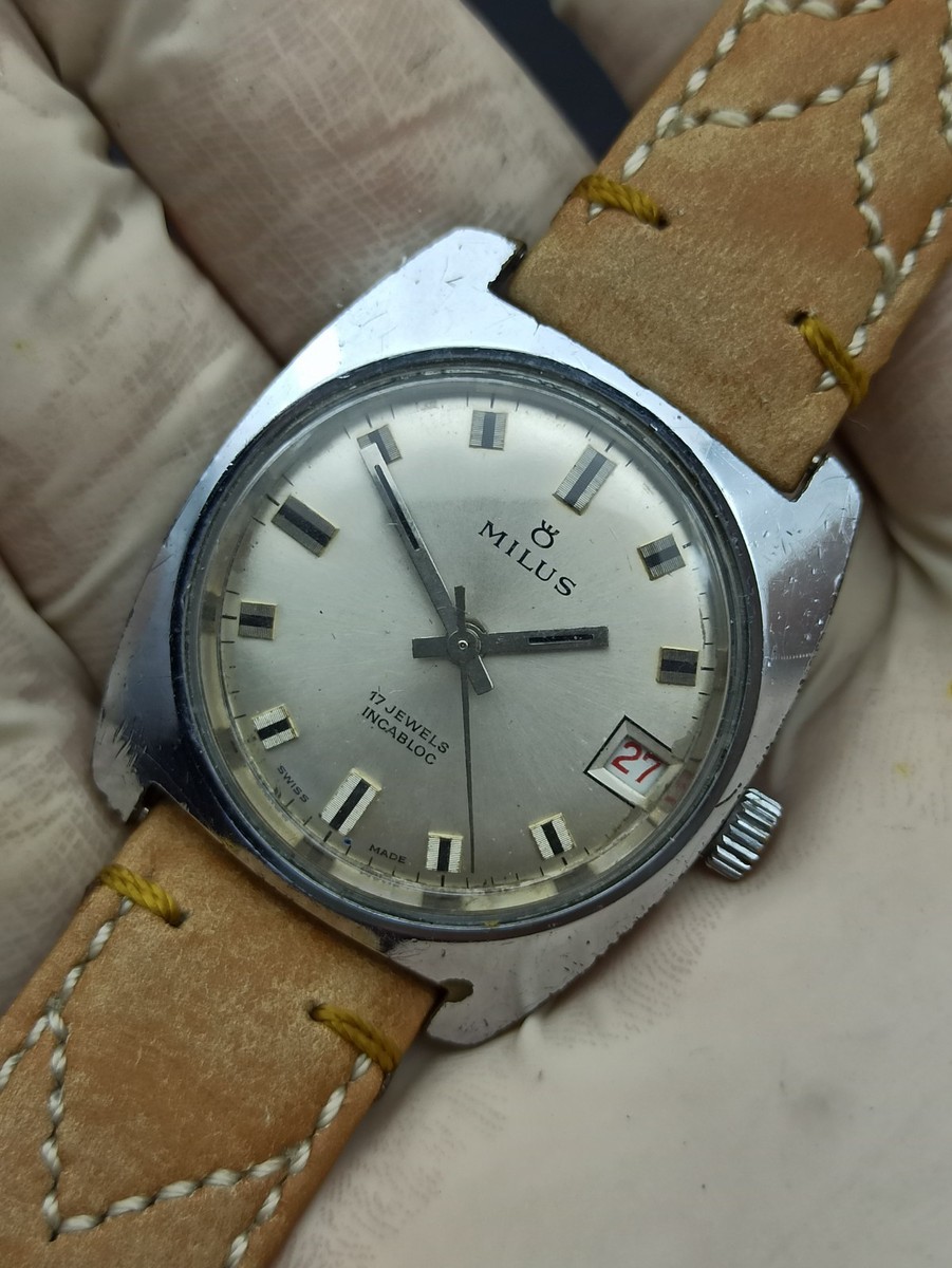 ULTRA-RARE MILUS MANUAL 17 JEWELS WATCH SWISS MADE INCABLOC 1960s