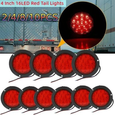 2/4/8/10x Round 4''LED Truck Trailer Stop Turn Tail Brake Lights Waterproof 16LED
