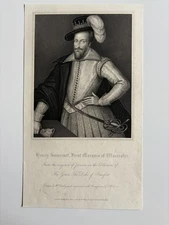 Antique Engraving of Henry Somerset, 1st Marquess of Worcester Noble & Royalist