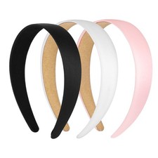 3 PCS Satin Headbands 1.1Inch Wide Hard Hair Bands Non Slip Fashion Plain Hea