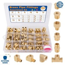 Brass Pipe Fittings Assortment Kit 96 Piece NPT Adapter Bushing Nipple Coupling
