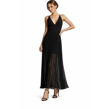 Xscape Maxi Dress Black Pleated Formal Minimalist Elegant Quiet Luxury Size 12