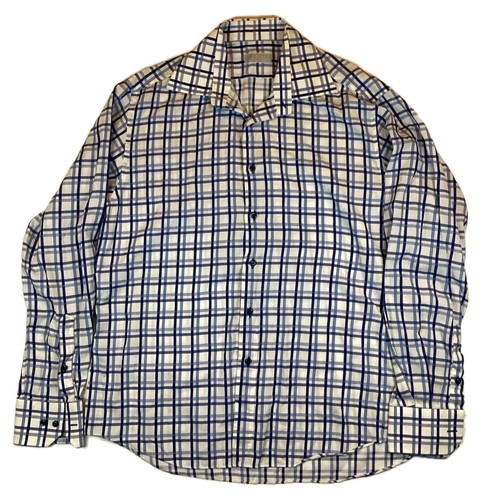 Ateseta Firenze Dress Shirt Size 17.5 Long Sleeve Button Up Stripe Print Vibrant
