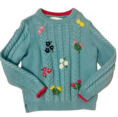 Mini Boden: Girls Lt Blue Sweater with Flower Details, Excell. Cond. Size: 6-7