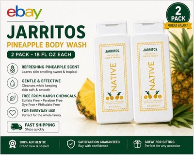 2 Pack NATIVE JARRITOS PINEAPPLE BODY WASH-18 FL OZ Limited Edition Dye-Free New