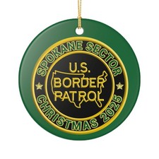 SPOKANE SECTOR BORDER PATROL BPA 3" CERAMIC CHRISTMAS ORNAMENT MADE IN THE USA S