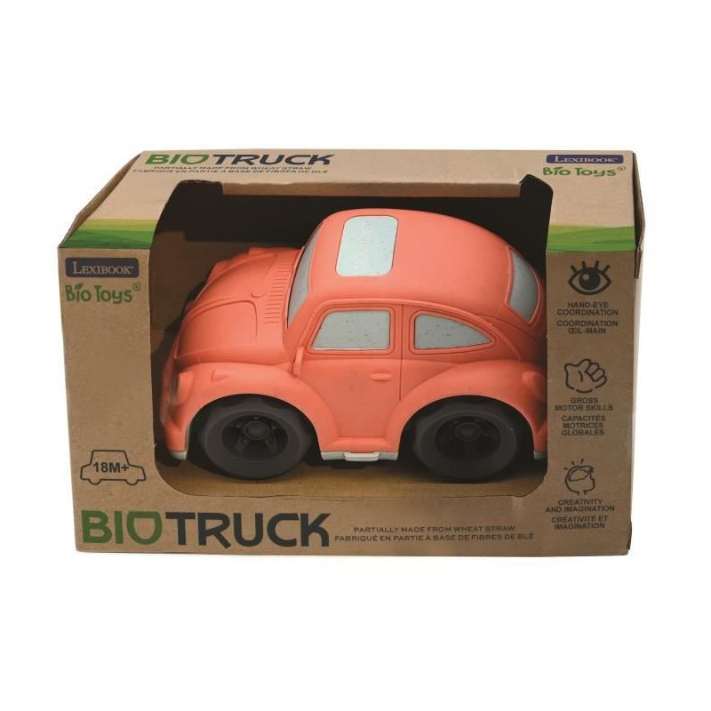 Voiture orange en fibres de blé recyclable et biodégradable