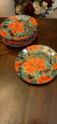Konitz Germany Christmas Poinsettia Plates - Set of Eight (8) - Excellent
