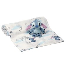 Lambs  Ivy Disney Stitch Luxury Muslin Swaddle Blanket  Plush Toy Gift Set