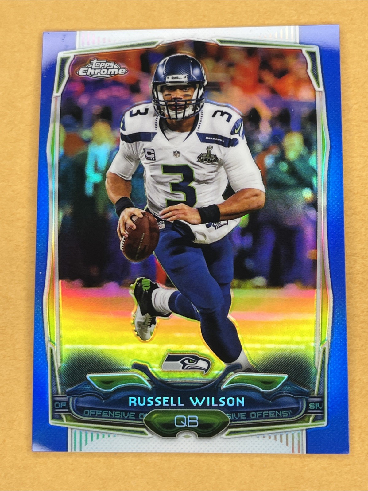 2014 Topps Chrome Football Blue Refractor Rookie #102 Russell Wilson 047/199