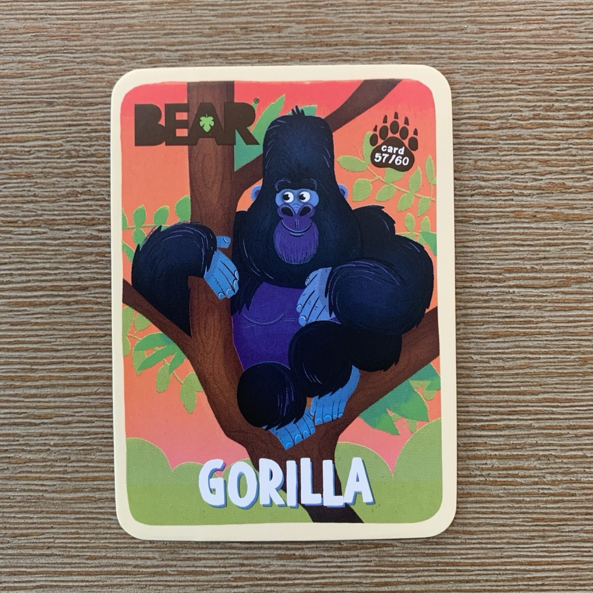 Gorilla #57/60 Bear Fruit Roll Snack Cards Collectible Animal Trading Cards