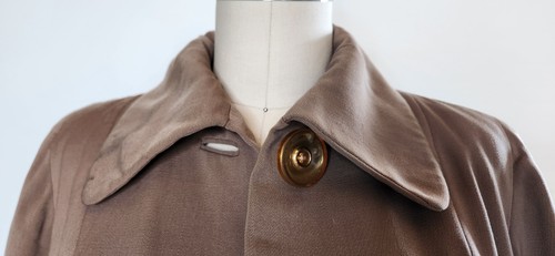 VTG Women's 30s 40s Wool Gabardine Coat War Era Beige Wool Embroidered Lining SM - Picture 18 of 20