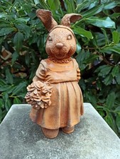 Gusseisen Mrs. Rabbit Hase Edelrost Gartendeko Deko Figur Dekoration