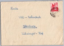 Franz. Zone Brief Rheinland-Pfalz 24 Pf Dom Speyer 1948 nach Offenburg