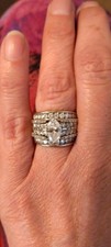 14K White Gold Diamond Engagement Ring and Wedding Band Set