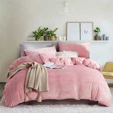 Fluffy Velvet Duvet Cover Set Blush Size Fall Winter Soft Warm Queen Pink