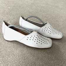 Gabor Shoes White Leather Hovercraft UK 5 / 38 Womens Loafers Flat Low Heel