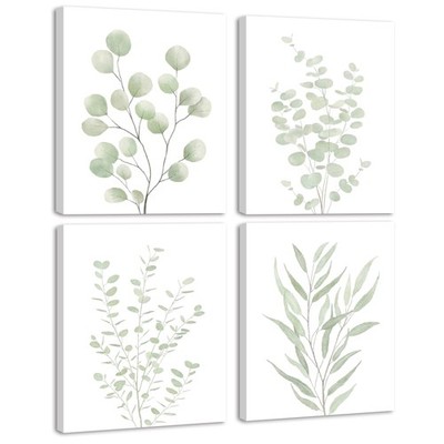 Botanical Framed Boho Wall Art Bathroom Plants Wall Decor Green Sage Eucalypt...