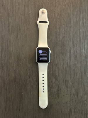 Apple Watch Sport Series 7000 38mm Aluminum Case White Silicone Band Untested