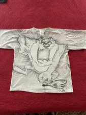 Vintage Taz Looney Tunes AOP T-Shirt XL 1990s Warner Bros Tee Jostens USA made