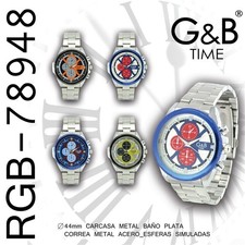 G&B Mens Analogue Quartz Watch Steel Bracelet...