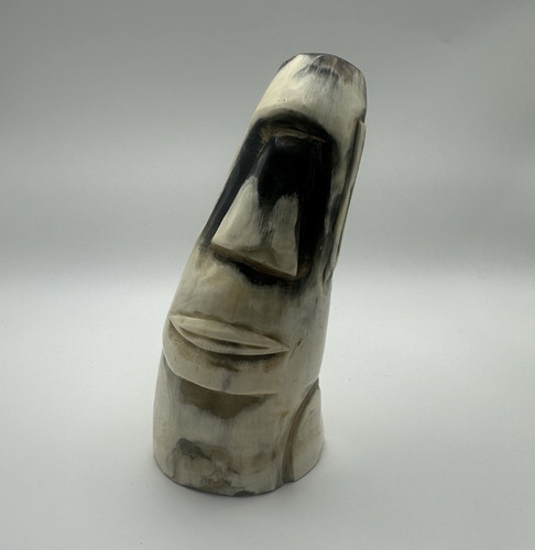 Judaic Carved Ram’s Horn unique and decorative  Collectible Black/White