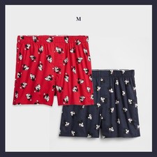 NWT - Men's 2-Pcs Gap  Disney 4" Cotton Boxers, Micky Mouse Red Santa Navy Sz M