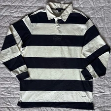 Daniel Cremieux men's long-sleeve rugby shirt wide navy white stripes - 2XL Tall
