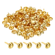 100pcs 12x20mm Mini Brads Round Paper Fasteners for Art Crafting, Gold Tone