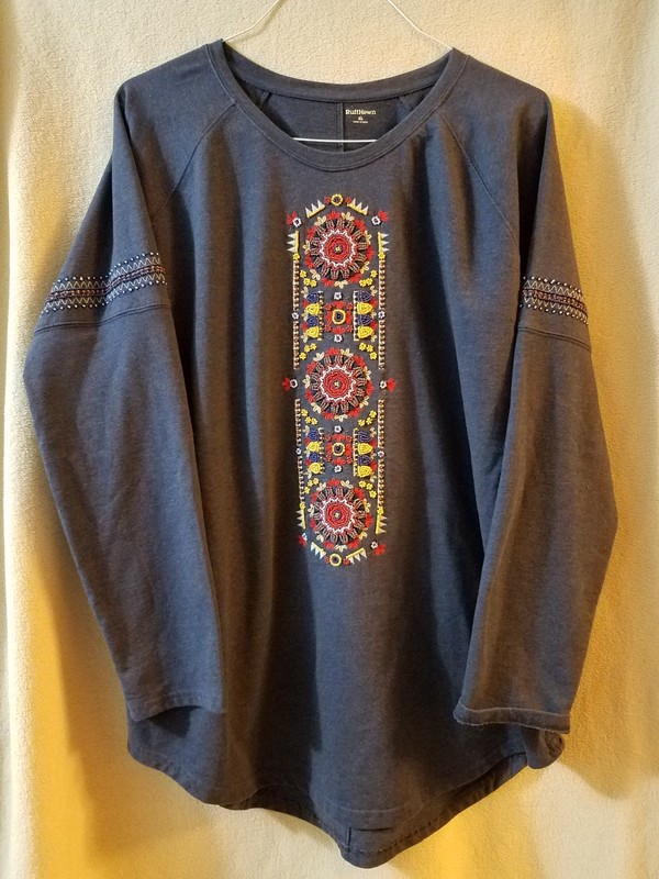 Ruff Hewn, XL, Southwestern Shirt, Blue Beaded Embroidered Boho Top