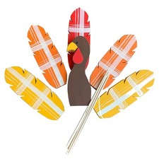 2X(Wooden Turkey Planter Sticks,Thanksgiving Decorations for Outdoor Garden8755