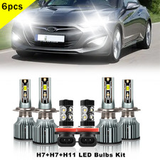 For Hyundai Genesis Coupe 2013-2016 6X LED Headlight Bulbs Kit Hi/Lo  Fog Light