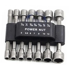 14pcs Power Nuts Driver Drill Bit Tools Set Metric Socket Wrench Screw 1/4'' 