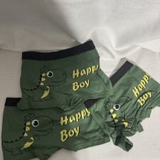 New 3pk TRex Dinosaur Happy Boy Brief Underwear Cotton Spandex Boys Sz 3-4