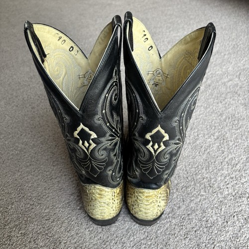 Circle G Cowboy Boots Men’s 10 Real Python Leather Black Made in Mexico READ - Picture 4 of 12