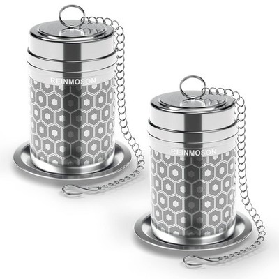 2Pcs Large Tea Infuser Fine Mesh 304 Stainless Steel Loose Leaf Spice Strainer