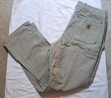 Carhartt Utility Double Knee Mens Size 36x34 Zip Fly Work Canvas Pants B136 Tan