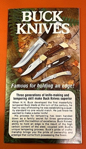 1972 Buck Knives Tri-Fold Brochure Catalog C180 – Colt 703, Empress Trio SFGE