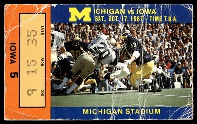1987 Michigan Stadium Ticket Oct 17 Michigan vs Iowa