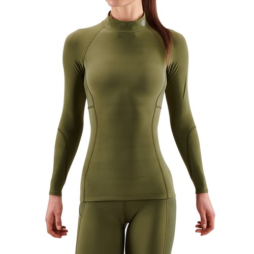 SKINS Compression Series-3 Women's Thermal Long Sleeve Top Khaki Small NWT
