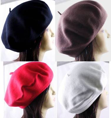 Wool Beret Tam French Artist Beanie Hat 