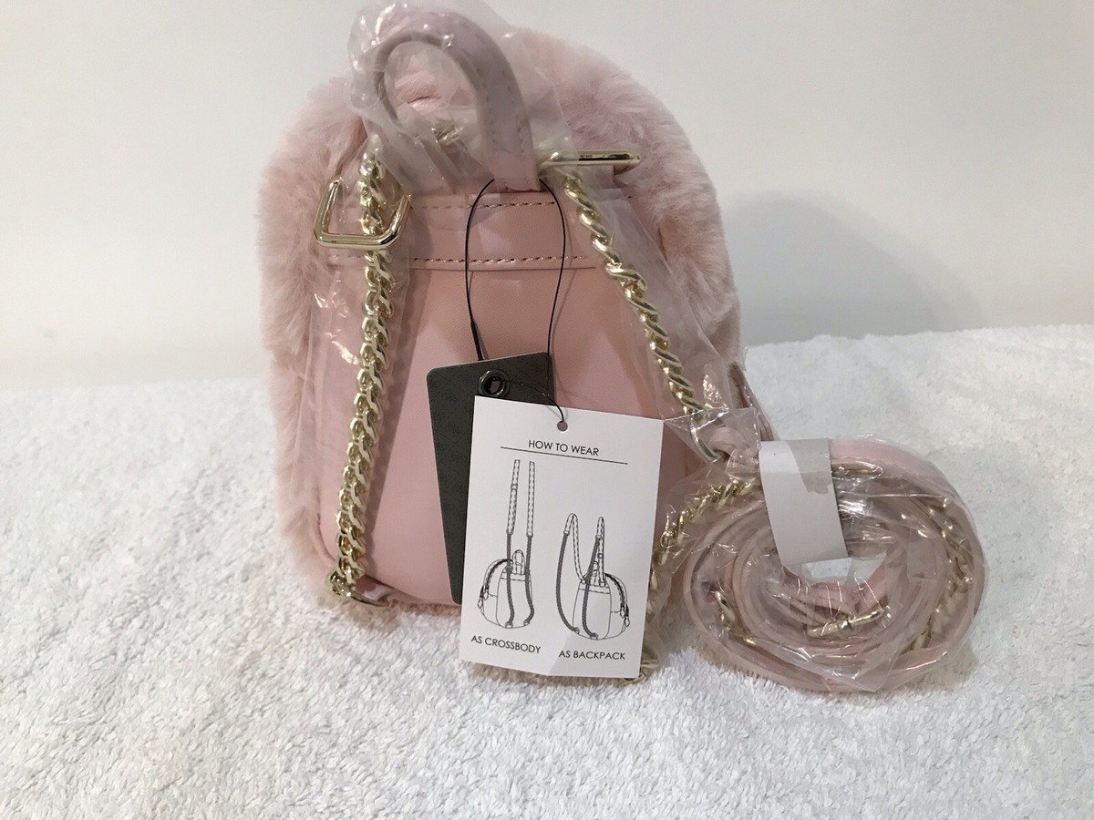 ?GUESS Gray Faux-Fur Mini Backpack Guess New Black and Gray Backpack Purse With Tags 12 main image 2