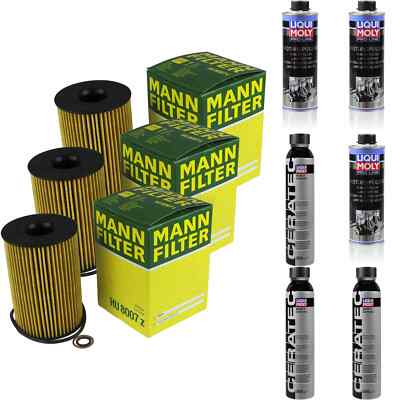 3xMANN-FILTER ÖLFILTER-HU 8007 z +3xLiqui Moly Pro-Line Motorspülung/3x Cera Tec