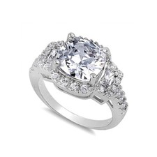 .925 Sterling Silver Radiant Cut Clear CZ Wedding Promise Ring Size 5 6 7 8 9 10