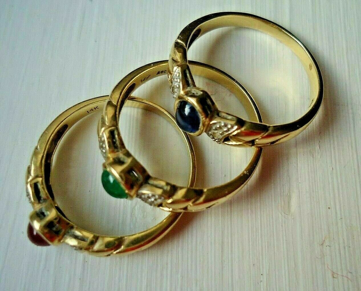 3 Piece Trio Ring Set Stackable: Emerald,Sapphire… - image 6