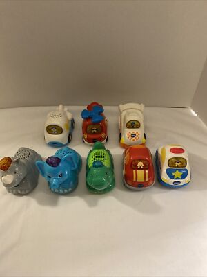 Vtech Can Ices 3 Toys Race Car Hot Rod Lot Of 8. 5 Vehicles And 3 Animals.
