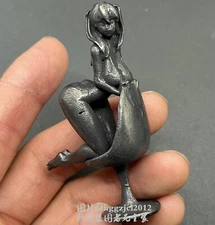 2.7" Brass Chair Girl Statue Art Human Body Ass Model Artwork