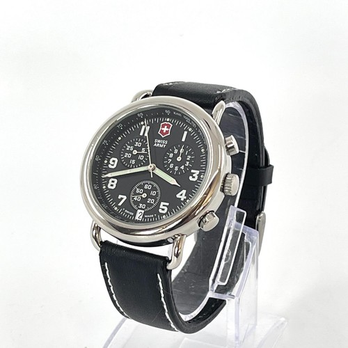 Rare 41mm Mens Victorinox 24345 Cavalry Chrono Swiss Army Watch Black Dial A+