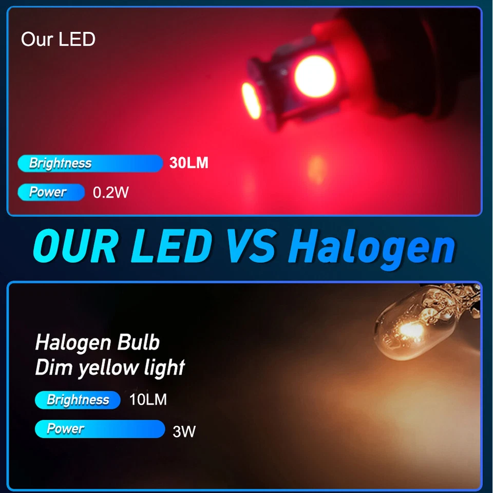 10 piezas rojo 12V LED panel de instrumentos tablero BA9S 1895 bombilla para Chevy Foto 2 de 4