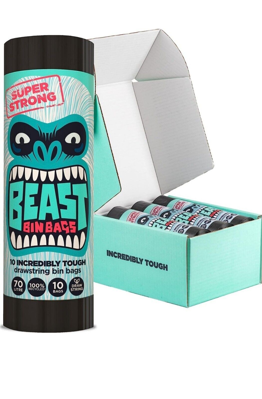 BEAST BIN BAGS, 6 Rolls of 10 x 70 Litre Bags (Total 60 Bags) eBay